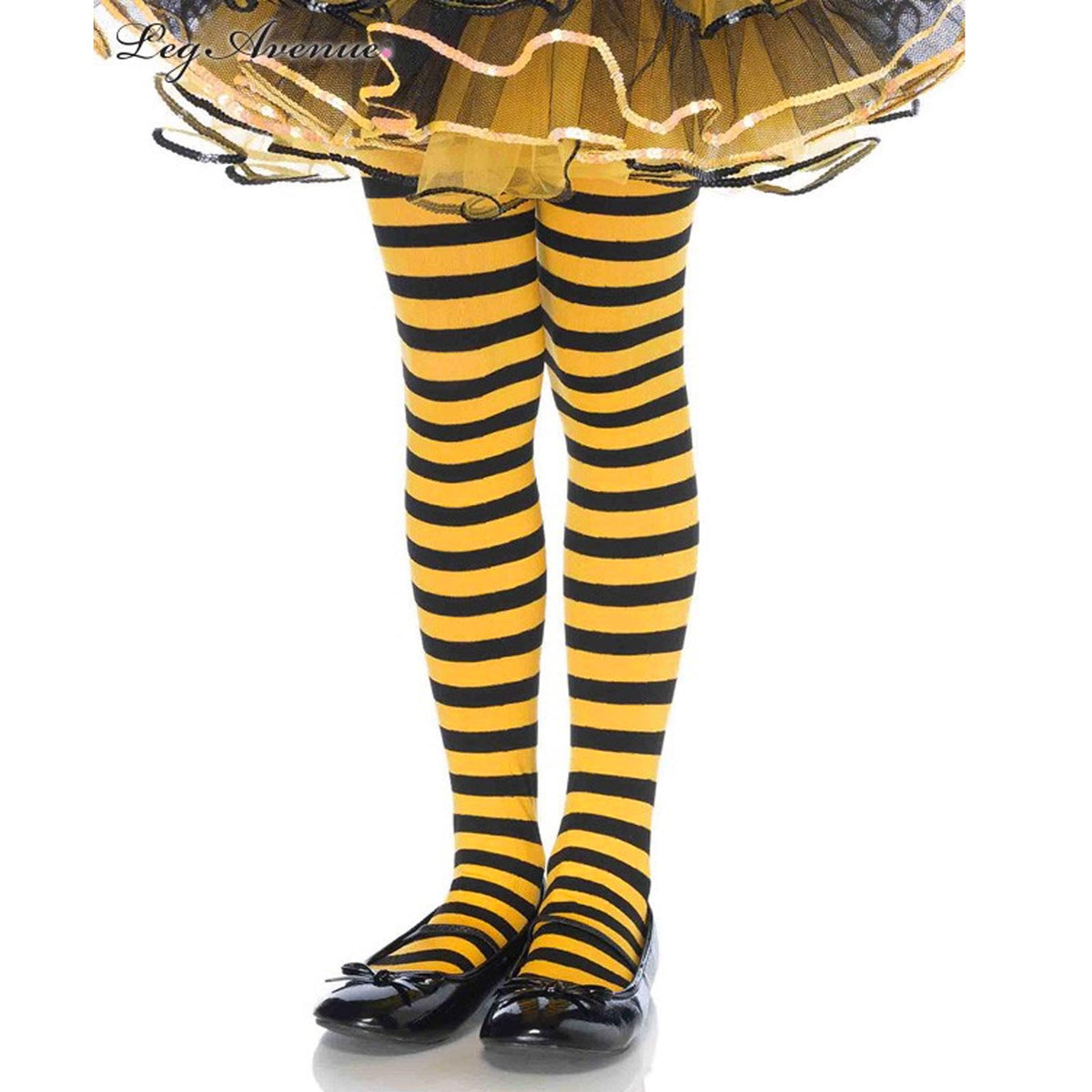 Leotardos a rayas para niña Negro / Amarillo