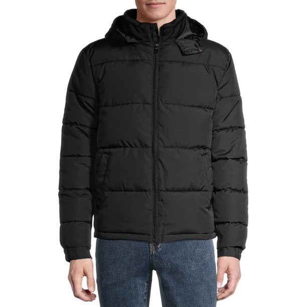 Puffer Clásico Con Polar Cálido Negro