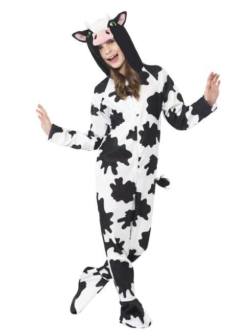 Disfraz de vaca con mono y capucha, infantil