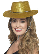 Sombrero de vaquero con brillo, dorado