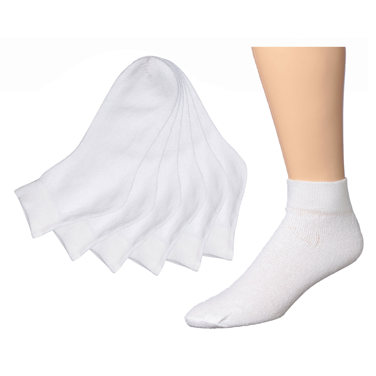 Calcetines tobilleros blancos para hombre, paquete de 6 pares