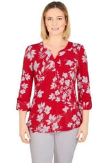 Blusa Flores Rojas Blanca - Ruby Rd