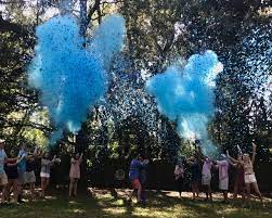 CAÑÓN DE CONFETI Y POLVO REVELACIÓN DE GÉNERO AZUL DE 12"