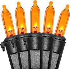 Guirnalda de luces UL de 100 unidades para Halloween, cable naranja/negro, en bandeja