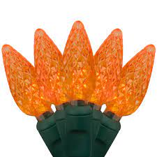 Luces LED de cadena UL 35ct C6, cable naranja/negro