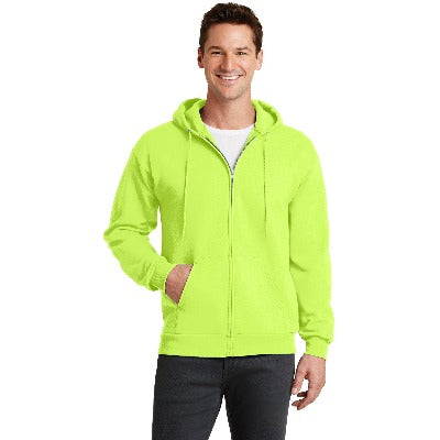 Sudadera con capucha y cremallera frontal con forro térmico color amarillo neón