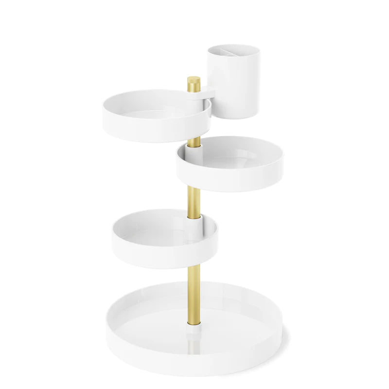 Organizador de cosméticos Pirouette blanco/latón