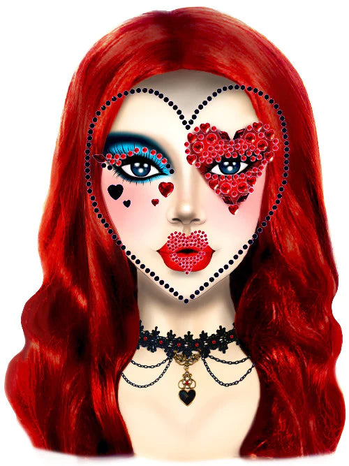 Queen Adhesivo Joyas Faciales Pegatina Rojo / Negro
