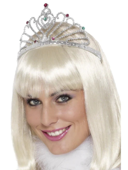 Tiara con diseño de abanico, plata