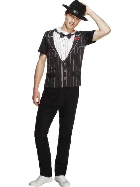 Camiseta con estampado de gánster masculino con fiebre instantánea