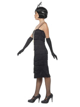 Disfraz de flapper, negro, con vestido largo