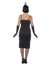 Disfraz de flapper, negro, con vestido largo