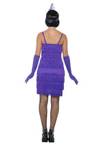 Disfraz de flapper, morado, con vestido corto
