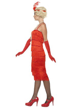Disfraz de flapper, rojo, con vestido largo