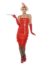 Disfraz de flapper, rojo, con vestido largo
