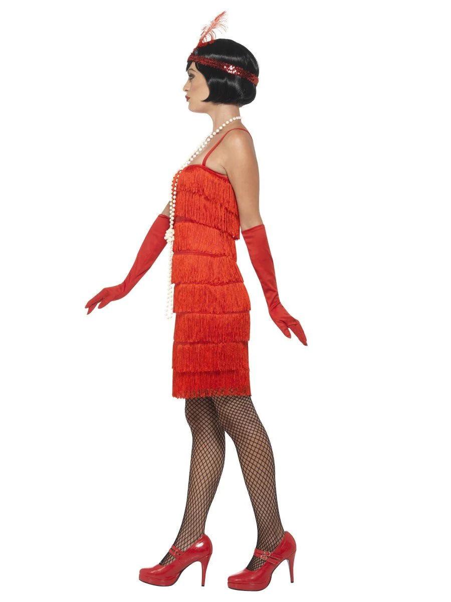 Disfraz de Flapper, Rojo, con Vestido Corto