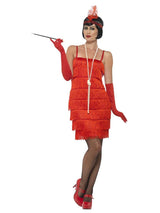 Disfraz de Flapper, Rojo, con Vestido Corto