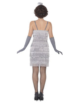 Disfraz de flapper, plateado, con vestido corto