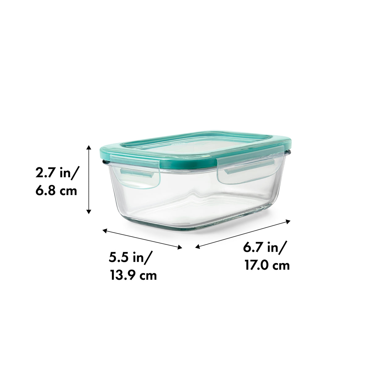 Recipiente rectangular de vidrio de 3.5 tazas con sello inteligente Good Grips de OXO