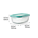 Recipiente rectangular de vidrio de 3.5 tazas con sello inteligente Good Grips de OXO