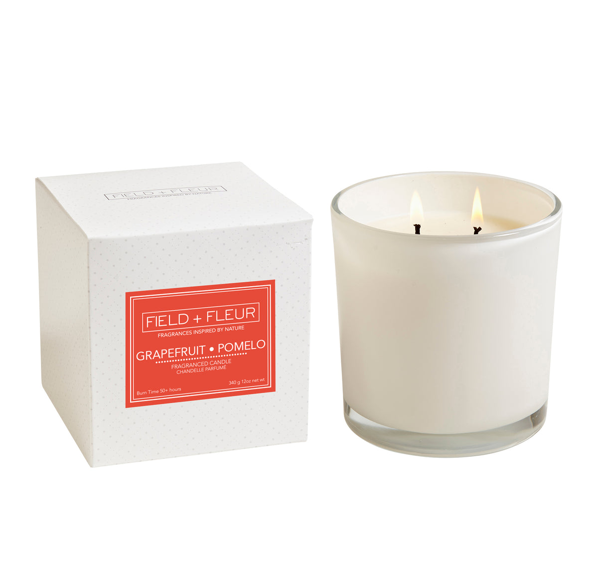 GRAPEFRUIT POMELO 2 WICK CANDLE IN WHITE GLASS 12oz.