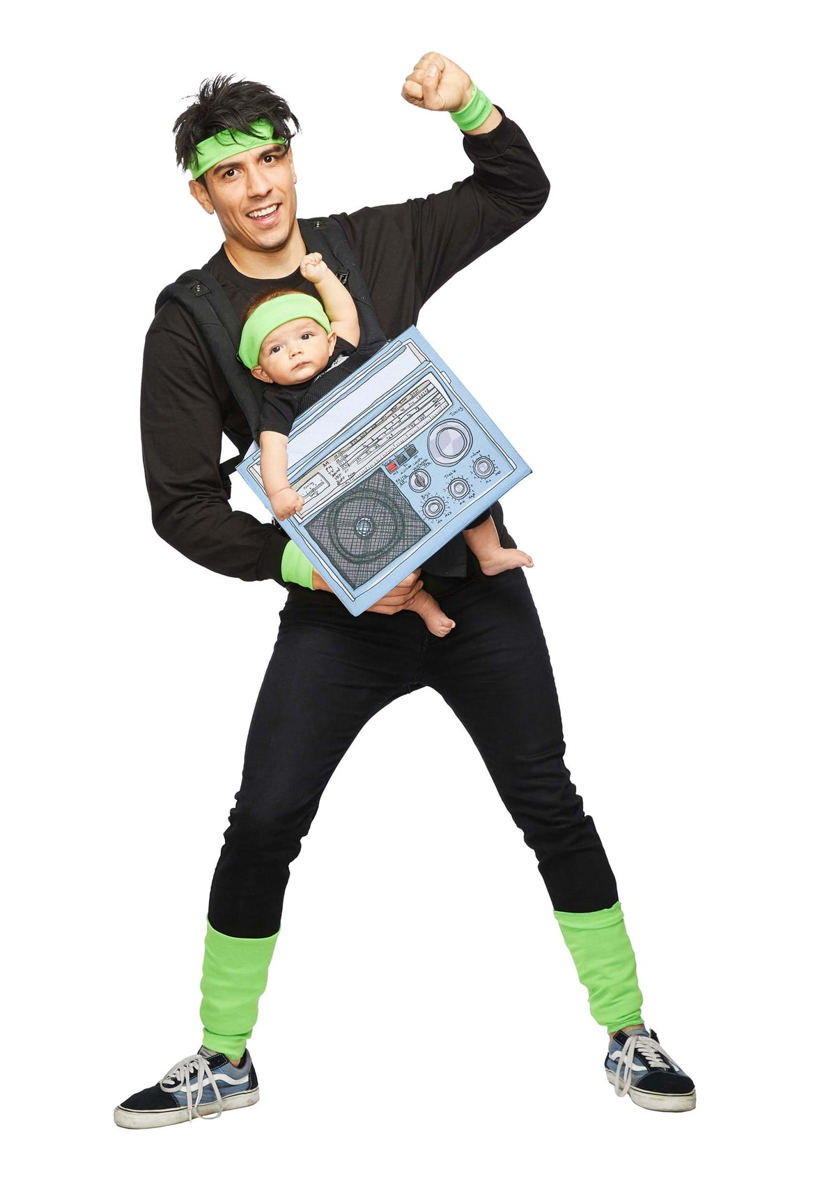 Instructor de gimnasio y boombox