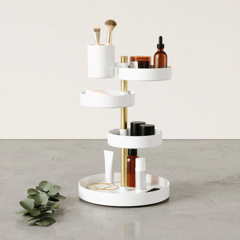 Organizador de cosméticos Pirouette blanco/latón