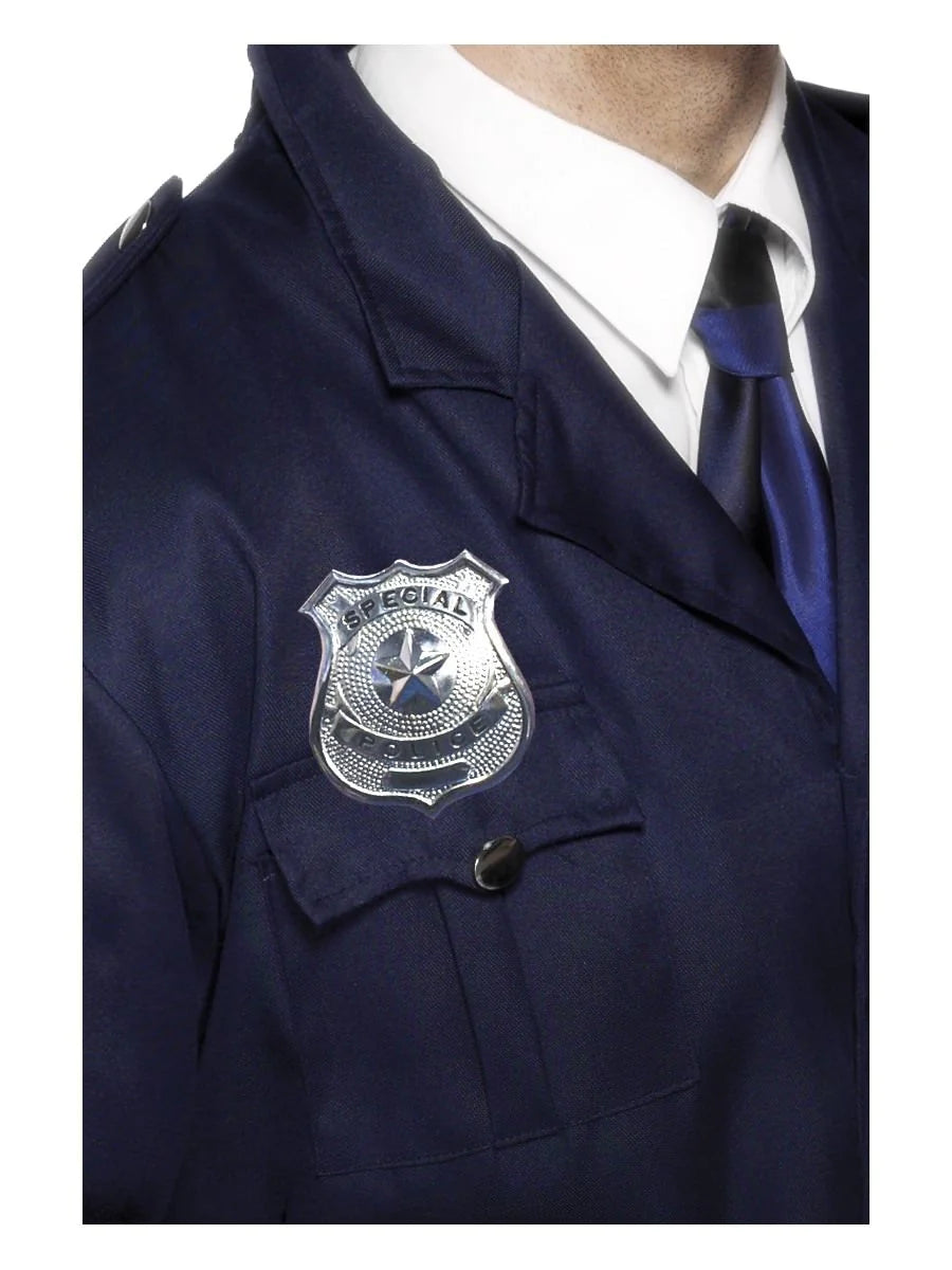 Insignia de policía de metal plateado
