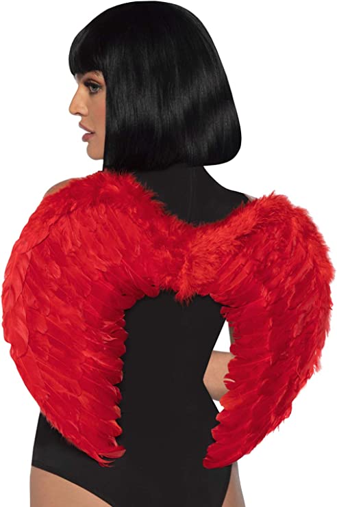 Alas de plumas con ribete de marabú rojas
