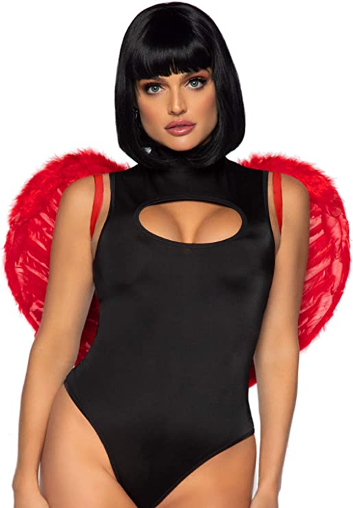 Alas de plumas con ribete de marabú rojas