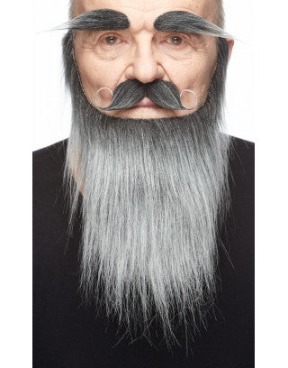 Bigotes con barbas y cejas grises
