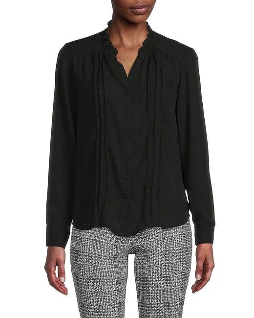 Blusa tejido superior pliegues negro - Nanette Lepore