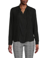Blusa tejido superior pliegues negro - Nanette Lepore