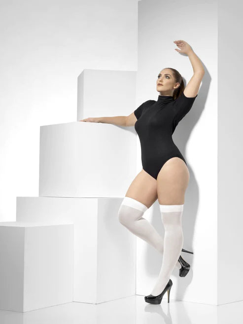 Medias opacas, blancas, talla extra grande