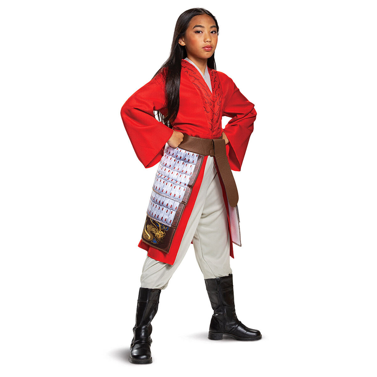 Mulan heroína vestido rojo de lujo