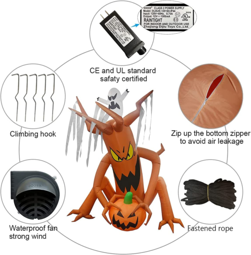 8 pies de altura inflable de Halloween para exteriores con calabaza y fantasma