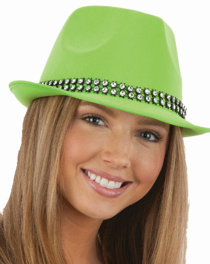 Sombrero de Algodón Fedora de Satén con Ala de Paja Levantada