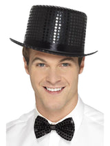 Sombrero de copa con lentejuelas, negro