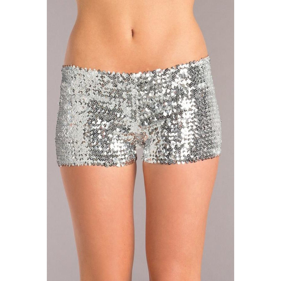 Pantalones cortos plateados de lentejuelas (estilo tanga/bikini)