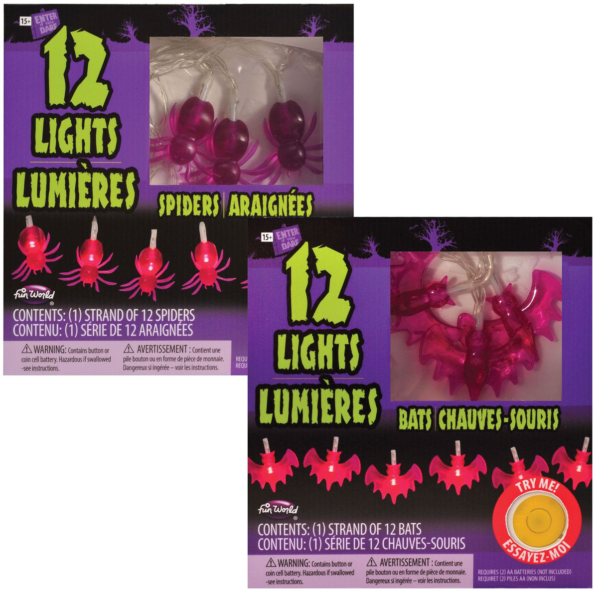 12 murciélagos y arañas luminosas Ast