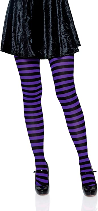 Medias de nailon a rayas Talla única Negro / Morado