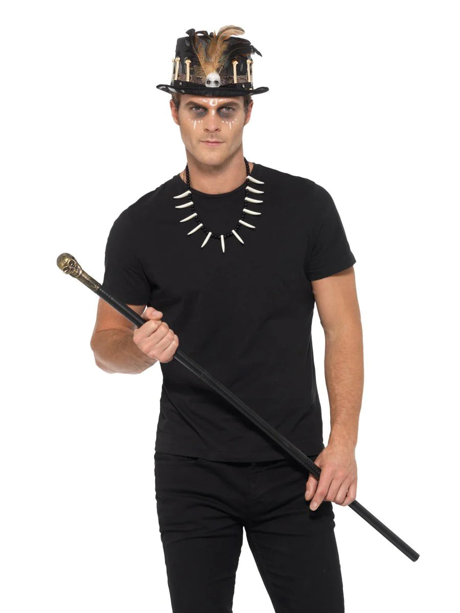 Kit Vudú con Sombrero de Copa y Pluma Negra