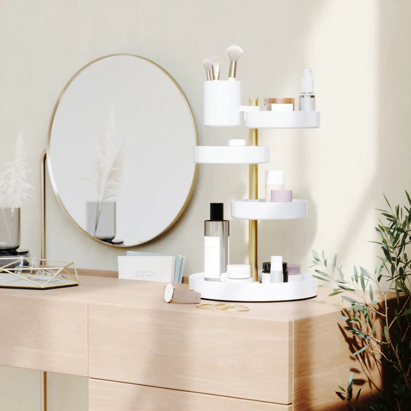 Organizador de cosméticos Pirouette blanco/latón