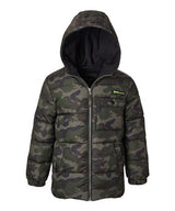 Plumífero Estampado Camuflaje Verde Oliva