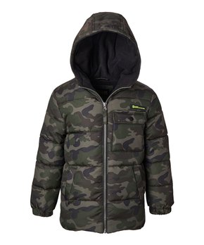 Plumífero Estampado Camuflaje Verde Oliva